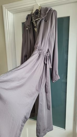 M&S Collection Silver Grey longline lightweight coat Sz 12 Oversized (Fit 12-16Uk) - Rrp 99 (New)