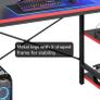 113CM Reversible Corner Gaming Desk with RGB LED Lights, Black Carbon Fibre Surface, Storage Shelves, Side Pocket & Hooks, Compact Computer Desk for Small Spaces & Home Office Image 10