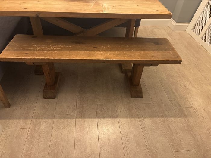 Wooden dining table and bench.                                             SOFA NOT INCLUDED!!!!!!!!