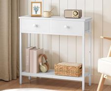 Slim Console Table, Narrow Console Table with 2 Drawers, Hallway Table with Storage, Small Side Table for Small Spaces, Living Room, Entryway, Kitchen, Bedroom, White
