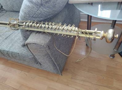 Vintage Brass Style Extendable Curtain Pole with Corded Track System