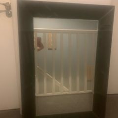 Heavy large black glass mirror