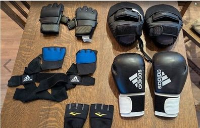 Boxing Accessories Bundle - Gloves, Mitts, Hand Wraps (Adidas, Everlast, Decathlon)