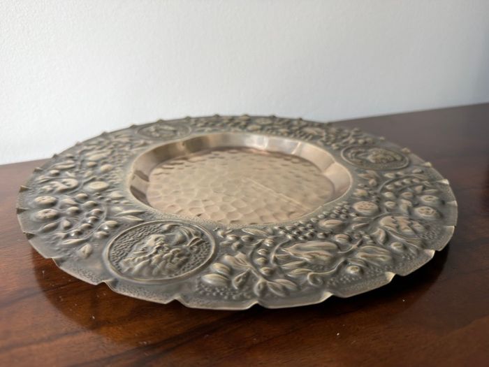 Large Vintage Repousse Metal Charger