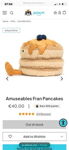 New JELLYCAT Amuseables Fran Pancakes