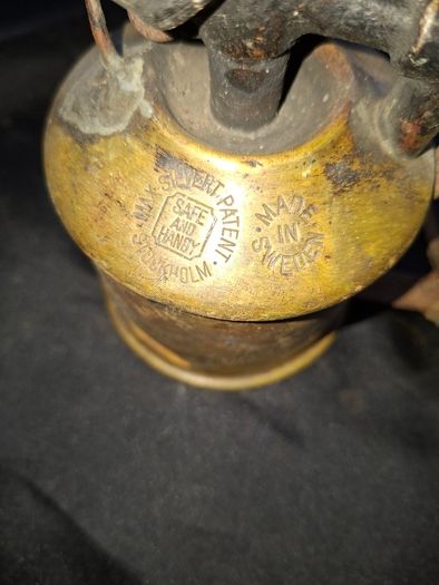 Authentic 1900s Antique Max Sievert Liquid Fuel Blowtorch manufactured in Stockholm, Sweden, Postage available or Collection