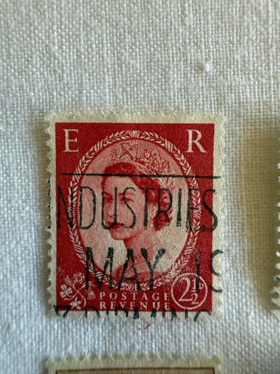 Vintage United Kingdom postage revenue stamps, from 1952 onwards  x6