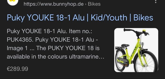 Brand new in box PUKY YOUKE 18 inch kids bike RRP300