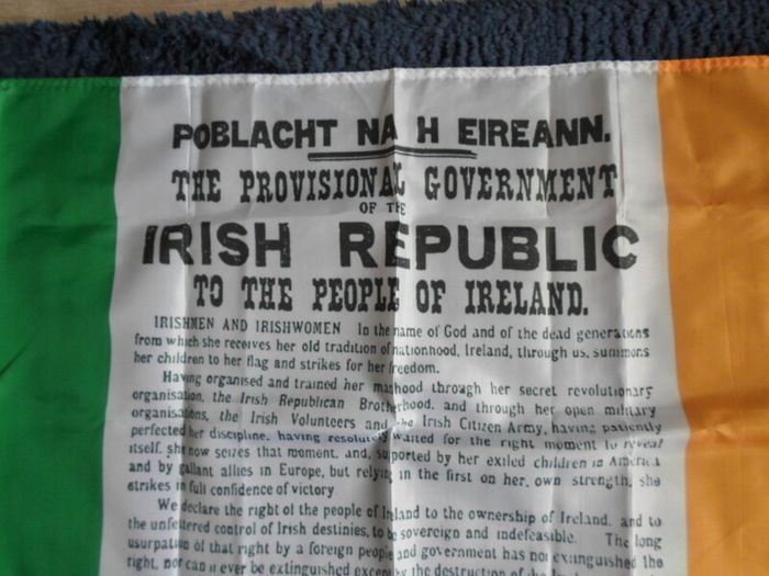 Ireland Tri Colour Flag With Easter Rising Proclamation