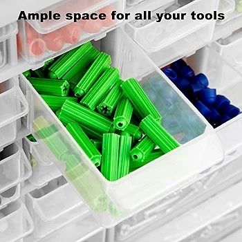 44 Drawer Screw Storage Organiser Cabinet, Wall Mounted Small Parts Storage with Adjustable Dividers, Plastic Tool Drawer Unit for Garage, Workshop & Craft(Black)
