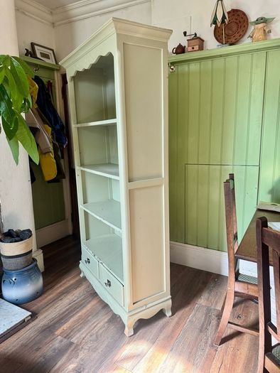 Open bookshelf with two large drawers