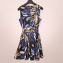 Closet London Abstract Blue Navy Belted A-Line Skater Dress 12UK/40EU Image 8