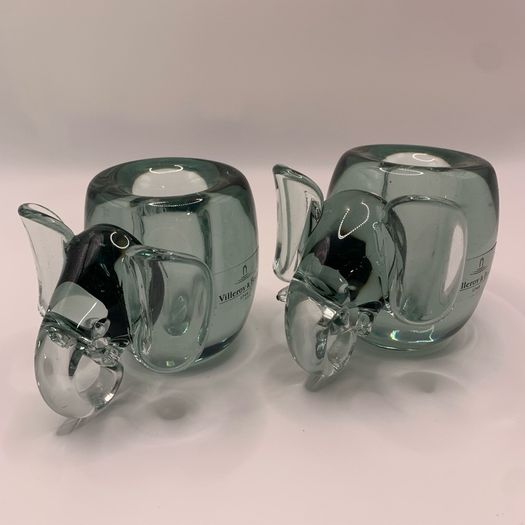 Vintage art glass Elephant shape Candholders