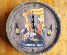 Barrel Lid Clock Guinness Characters  H392
