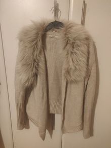 Oasis Cream Cardigan with removable fur