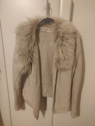 Oasis Cream Cardigan with removable fur