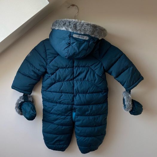 Baker by Ted Baker Baby Unisex/Boy Puffer Snowsuit with Faux-Fur Hood & Mittens