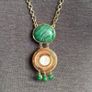 Gold tone necklace with malachite and shell Image 2