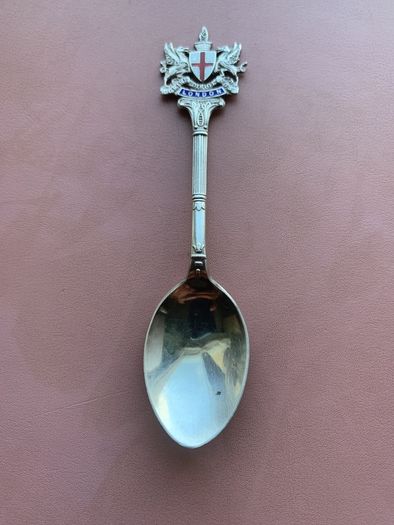 Sterling Silver London Souvenir Spoon Two Dragons and Red Cross