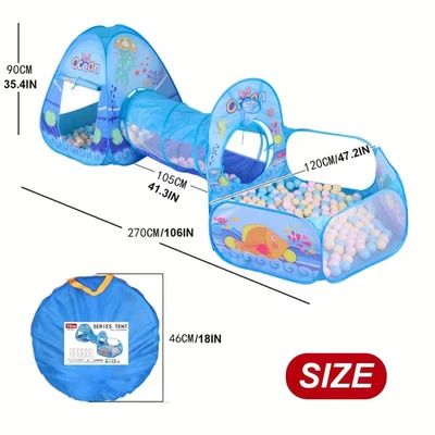 Tent 3 in 1 Kids Play Tent with Play Tunnel, Ball Pit, 3 In 1 Kids Play Tent