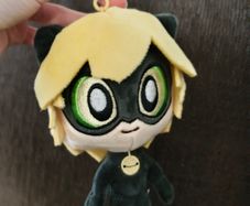 Miraculous Ladybug Cat Noir plush keychain