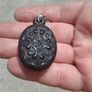 Mid 19th Century Mother Of Pearl Jet Mourning Pendant (Double Sided Engraving) Image 8