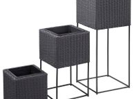 main image for ad Garden Raised Beds 3 pcs Poly Rattan Black