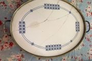 Antique ceramic Tray, Brass and Ceramic design 1876