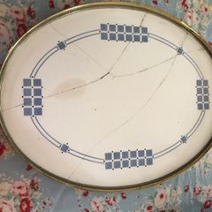 Antique ceramic Tray, Brass and Ceramic design 1876