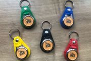 Synthetic leather JCB key ring with shopping trolley token/coin