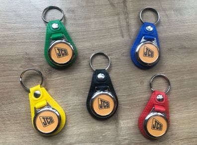 Synthetic leather JCB key ring with shopping trolley token/coin