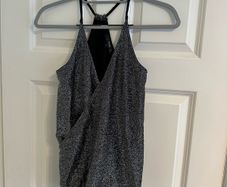 New Next Women's Black and Silver Sparkly Sleeveless Top - Size UK 8