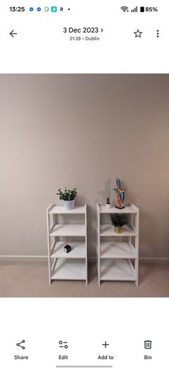 Pair of White 4 Tier Shelving Units  Display & Storage