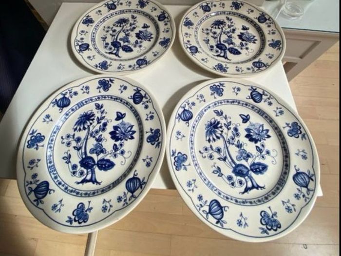Fabulous Blue onion Ironstone  19 piece tea set