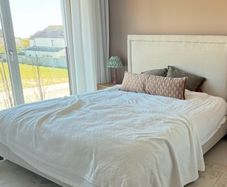 Beige Fabric Super King 6' Bedframe