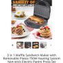 New, 3 in 1 Waffle Panini Grill Sandwich Maker with Removable Plates 750W Heating System Non-stick Electric Image 5