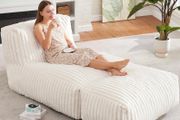Adult Bean Bag Chairs with Memory Foam Lazy Sofa for Living Room White,Large,Soft Fabric,Ergonomic Back Support,Lightweight,Easy Clean,No Assembly,Wear-resisting,,Well-looking