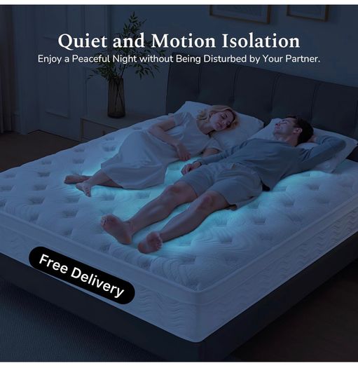 King Size Mattress 5FT Memory Foam, Pocket Sprungs Hybird Mattress with Dual Edges Support, Orthopaedic Mattresses Medium Firm for Pressure Relief, 10.2 Inch Deep, 150 x 200 x 26 cm