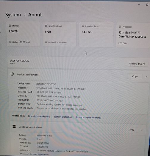 Gaming Laptop 2Tb 64GB RAM