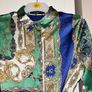 Misspap green,white,blue and gold silk like shirt dress Image 5