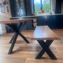 Solid Oak Table & Matching Bench Image 6