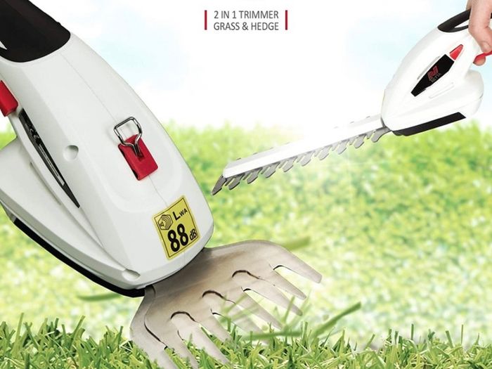 2in1 Grass Shear & Hedge Trimmer with 7.2V Rechargeable 1500mAh Lithium-Ion Battery, Edging and Shrub Shear, 2 Interchangeable Blades, Lightweight, Garden Cutting Edge Trimmer, Pruner - Handheld (FREE POSTAGE)