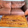 Complete brown leather living room set Image 8