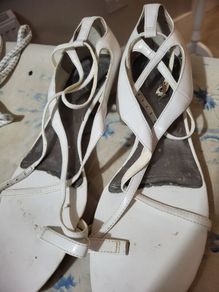 white flat sandals