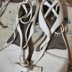 white flat sandals