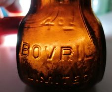 62 - Vintage 4oz Bovril Dark Brown Glass Embossed Letters Jar