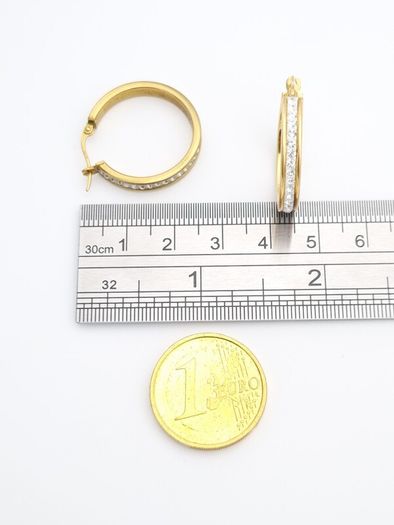 Gold Bonded 925 Sterling Silver & CZ Hoop Earrings
