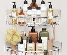 Orimade Corner Shower Caddy Shelf 2 Movable Hooks Stainless Steel - Brand New