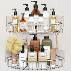 Orimade Corner Shower Caddy Shelf 2 Movable Hooks Stainless Steel - Brand New