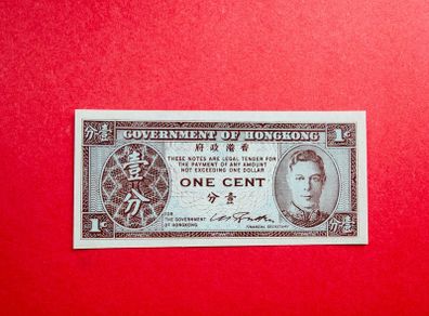 Hong Kong  1 Cent  1945  Pick 321  King George VI Uncirculated.